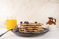 Homemade blueberry pancakes,flapjacks Royalty Free Stock Photo